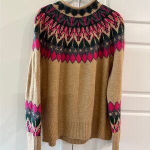 Cece Fair Isle Funnel Neck Sweater Small EUC